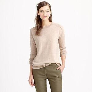 J.Crew Merino Cotton Crew‎ Pullover Sweater High-low Lightweight Beige S